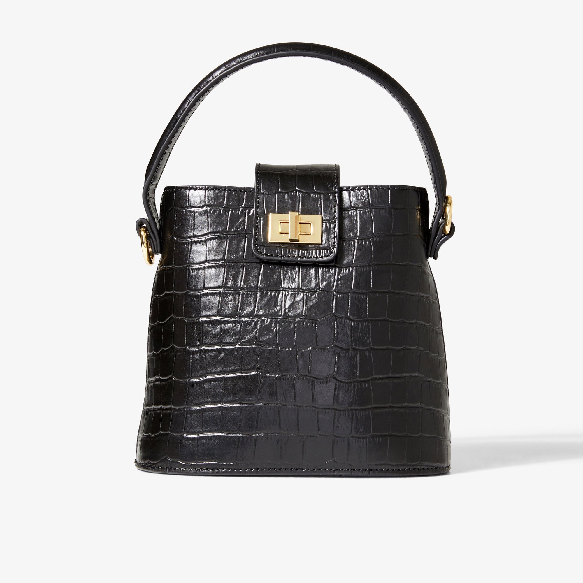 Leather bucket bag with embossed design