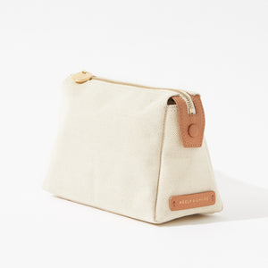 Small Clutch Bag Canvas White and Leather White